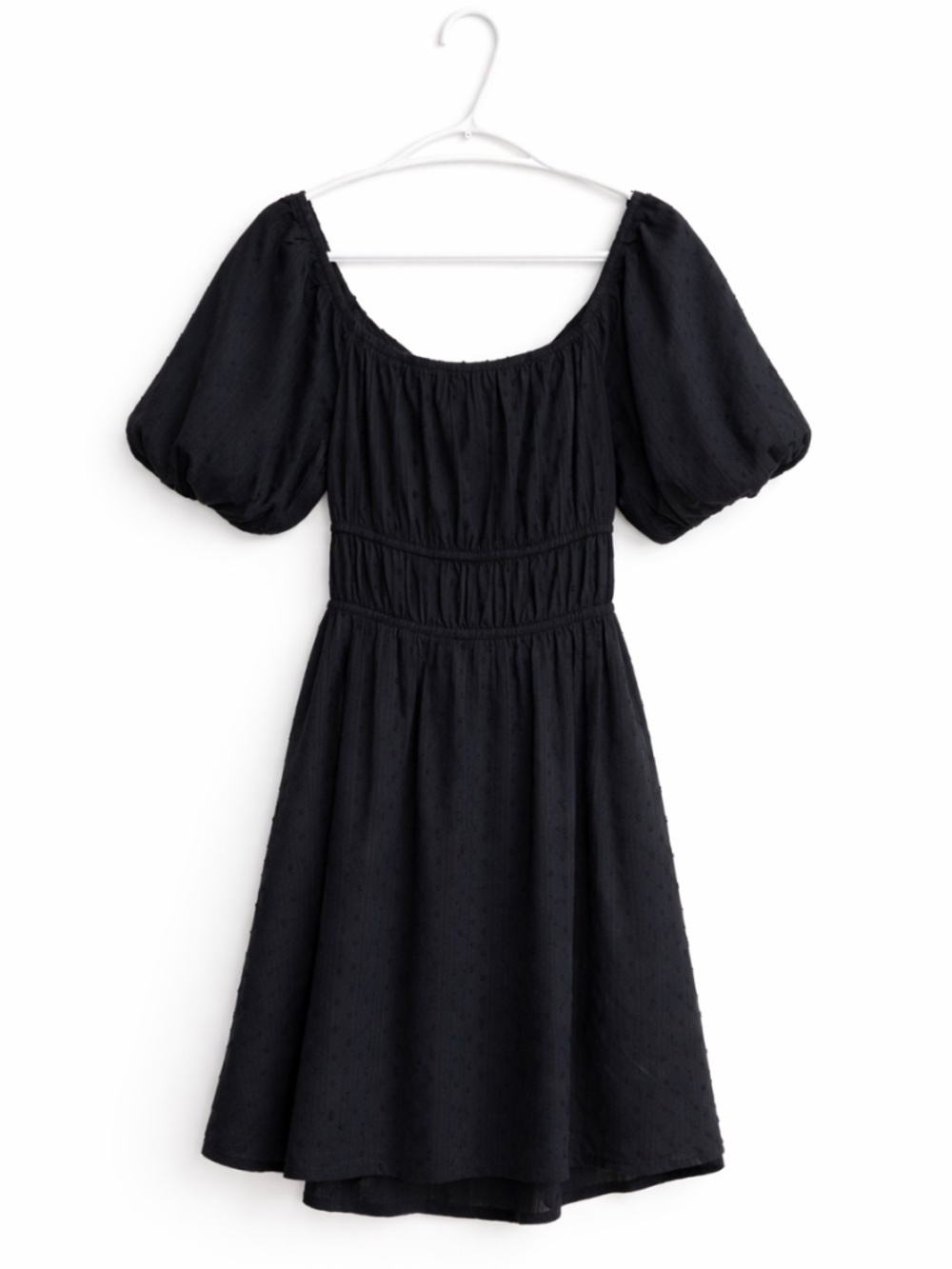 Japna Black Eyelet Cotton Puff Sleeve Open Back Dress – Size Small EUC - Picture 2 of 16